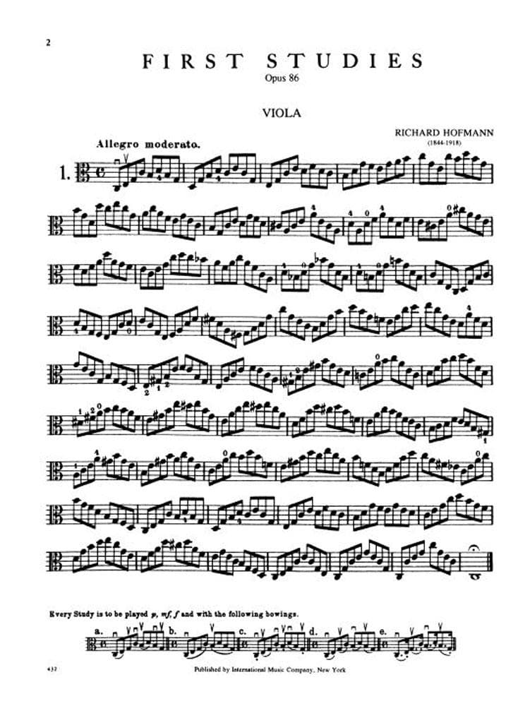 Hofmann, Richard - First Studies, Op 86 - Viola solo - International Edition - Image 2