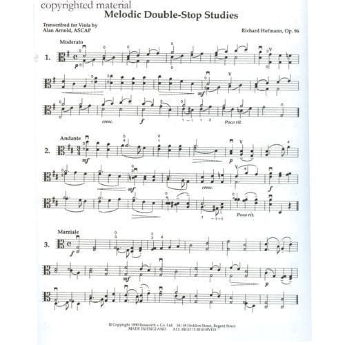 Hofmann, Richard - Melodic Double-Stop Studies, Op 96 - Viola solo - transcribed by Alan Arnold - Viola World Publications - Image 2