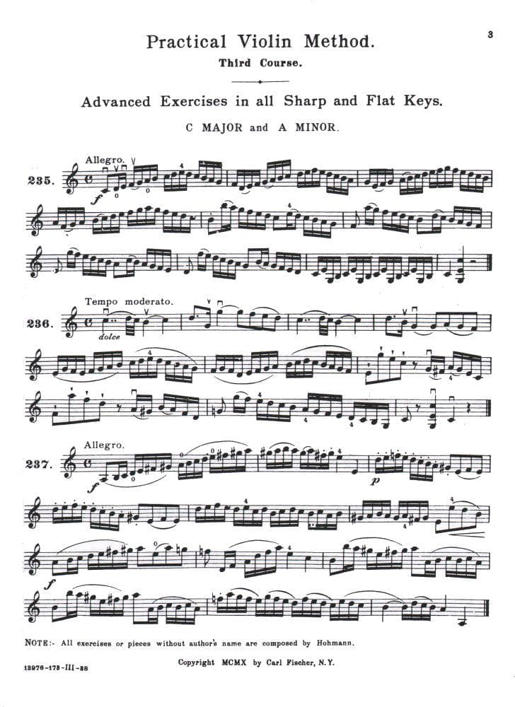 Hohmann, CH - Practical Violin Method, Book 3 - Violin solo - revised by WF Ambrosio - Carl Fischer Edition - Image 3