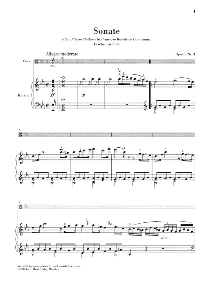 Hummel, Johann Nepomuk - Sonata for Piano and Viola in E-flat Major, Op 5, No 3 - edited by Ernst Herttrich - G Henle Verlag - Image 2
