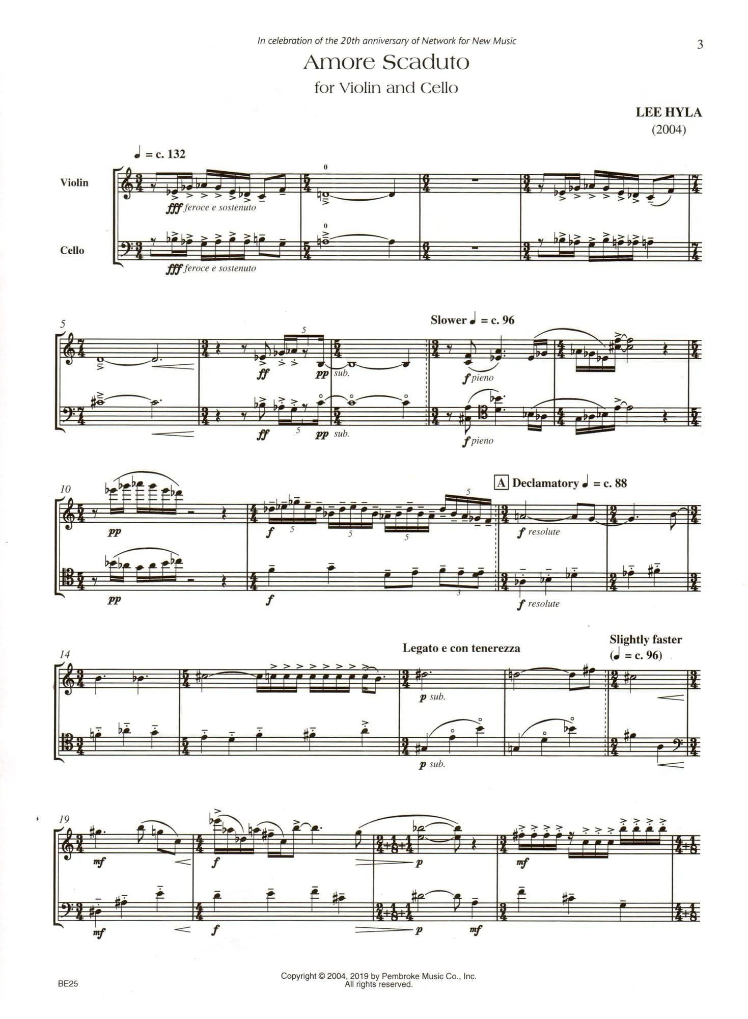Hyla, Lee - Amore Scaduto - for Violin and Cello - Carl Fischer Edition - Image 4