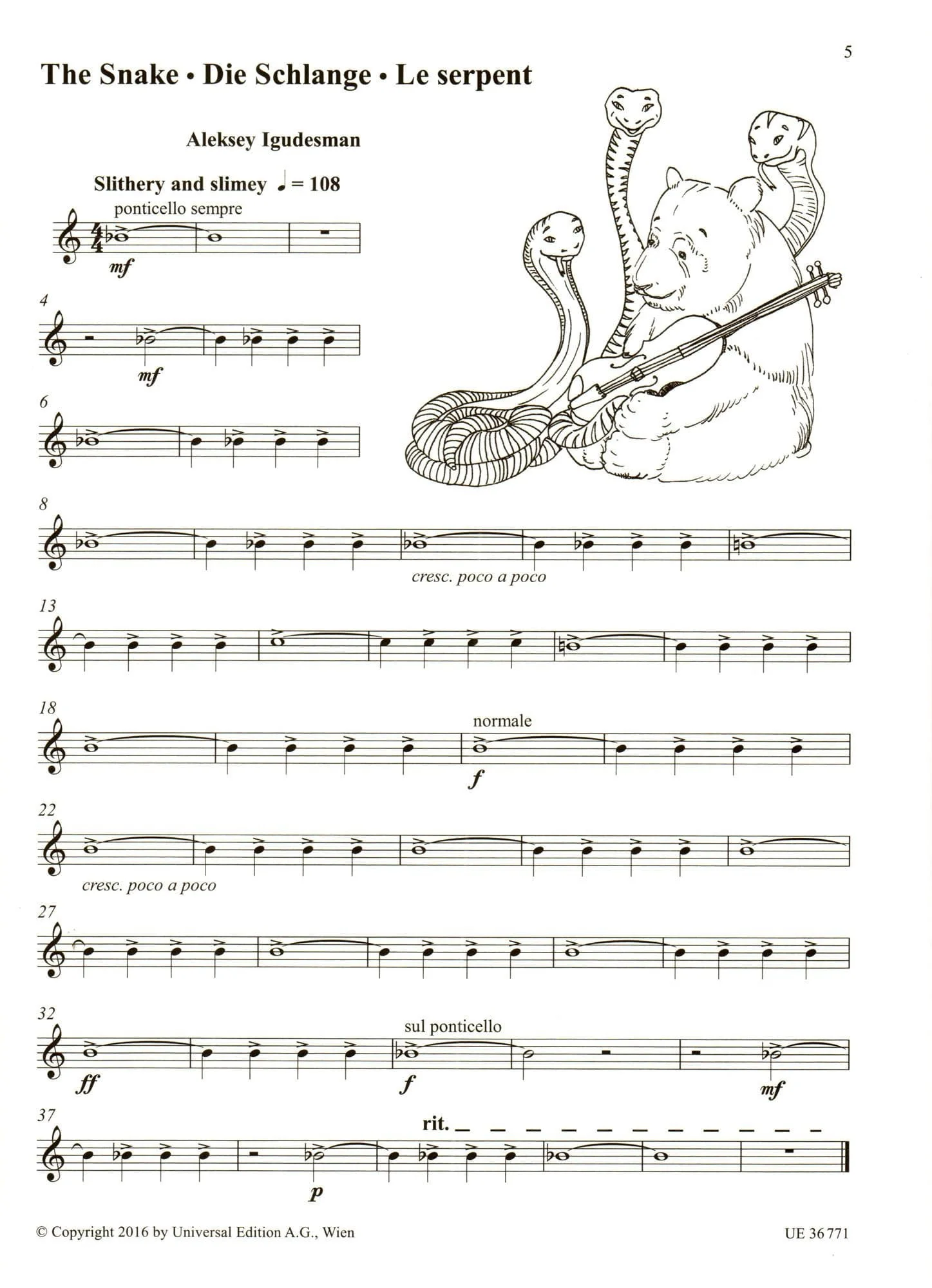 Iguoesman, Aleksey - In the Zoo, Volume 1 - for Violin and Piano - Universal Edition - Image 3
