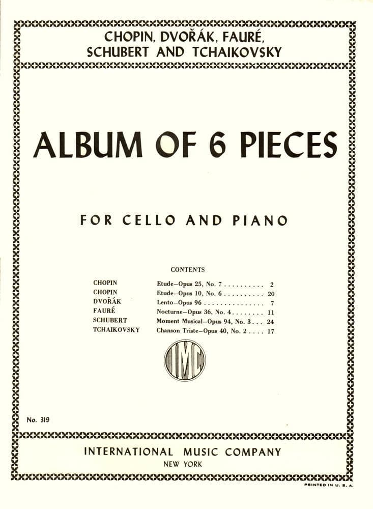 Album of 6 Pieces for Cello and Piano - International Music Co - Image 2