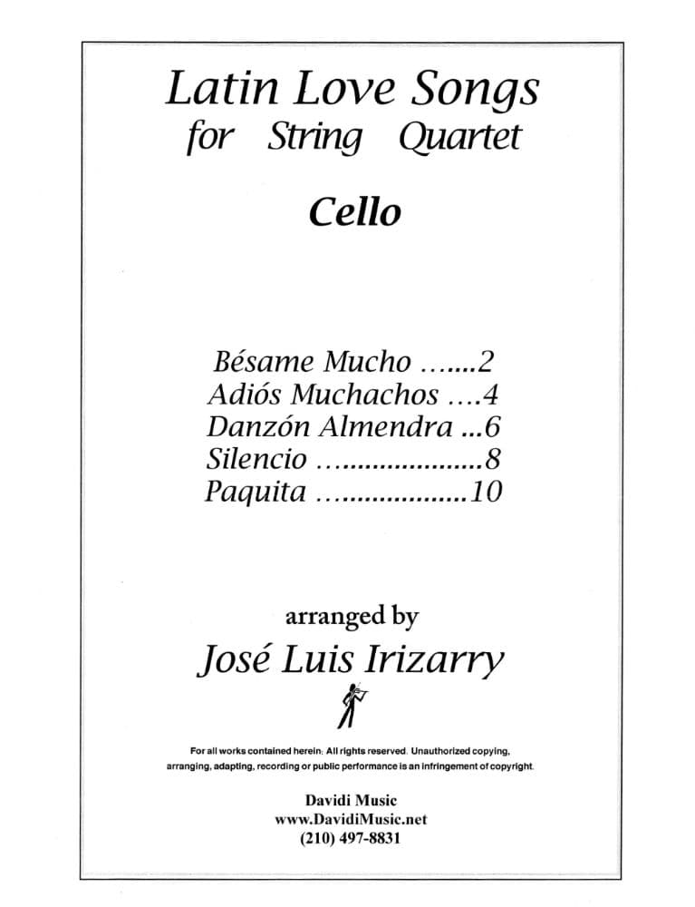 Latin Love Songs for String Quartet - arranged by José Luis Irizarry - Davidi Music - Image 2