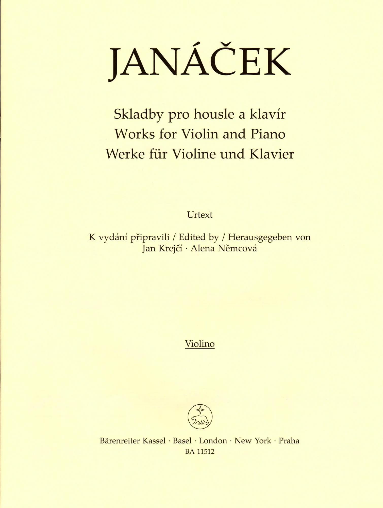 Janáček, Leoš - Works for Violin and Piano - Score and Parts - edited by Jan Krejčí and Alena Němcová - Bärenreiter Verlag URTEXT - Image 4