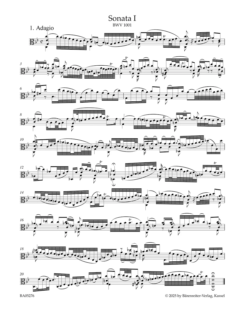 J.S. Bach - Three Sonatas and Partitas, BWV 1001-1006, arr. for Viola - edited by Chung Park - Bärenreiter-Verlag - Image 2