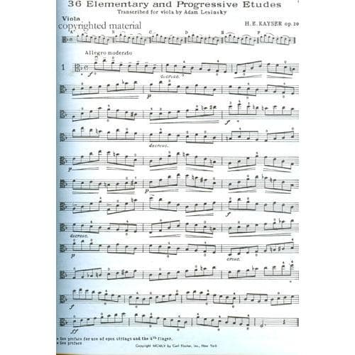 Kayser, Heinrich Ernst - 36 Elementary and Progressive Studies, Op 20 - Viola - Carl Fischer Edition - Image 2