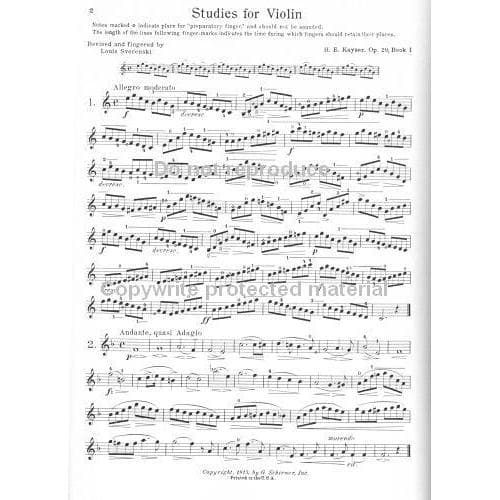 Kayser, HE - 36 Elementary and Progressive Etudes, Op 20 Book 1 - Violin - edited by Svecenski - Schirmer - Image 3