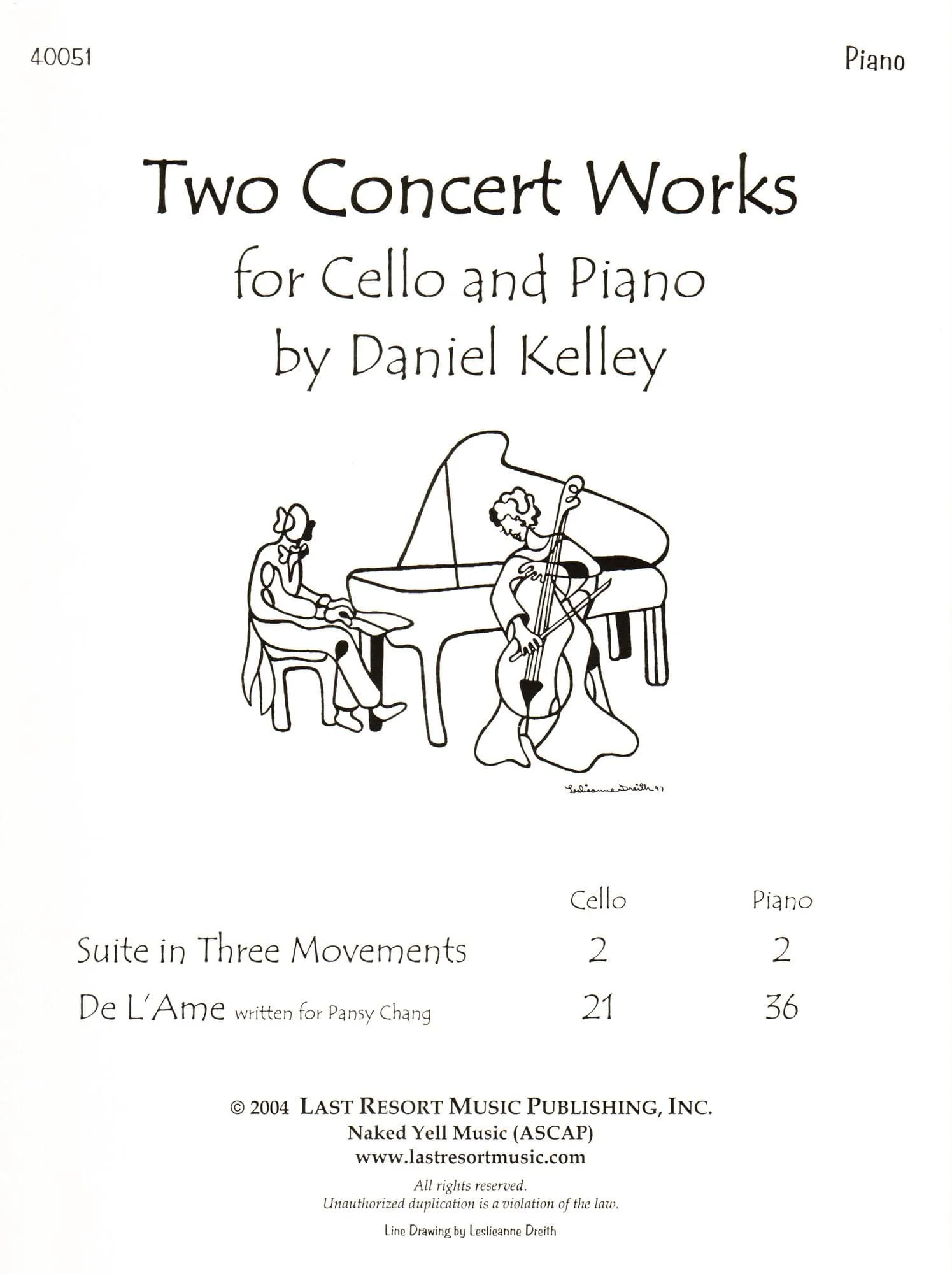 Kelley, Daniel - Two Concert Works - Cello and Piano - Last Resort Music - Image 2