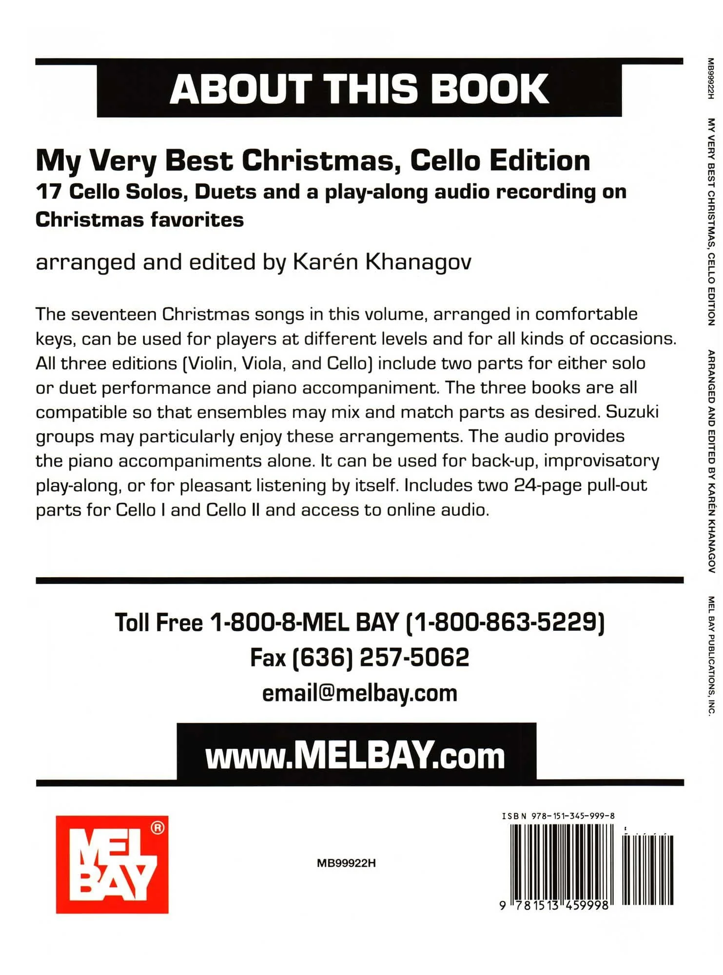 My Very Best Christmas - for One or Two Cellos and Piano - with Optional Online Audio - arranged by Karén Khanagov - Mel Bay Publications - Image 5