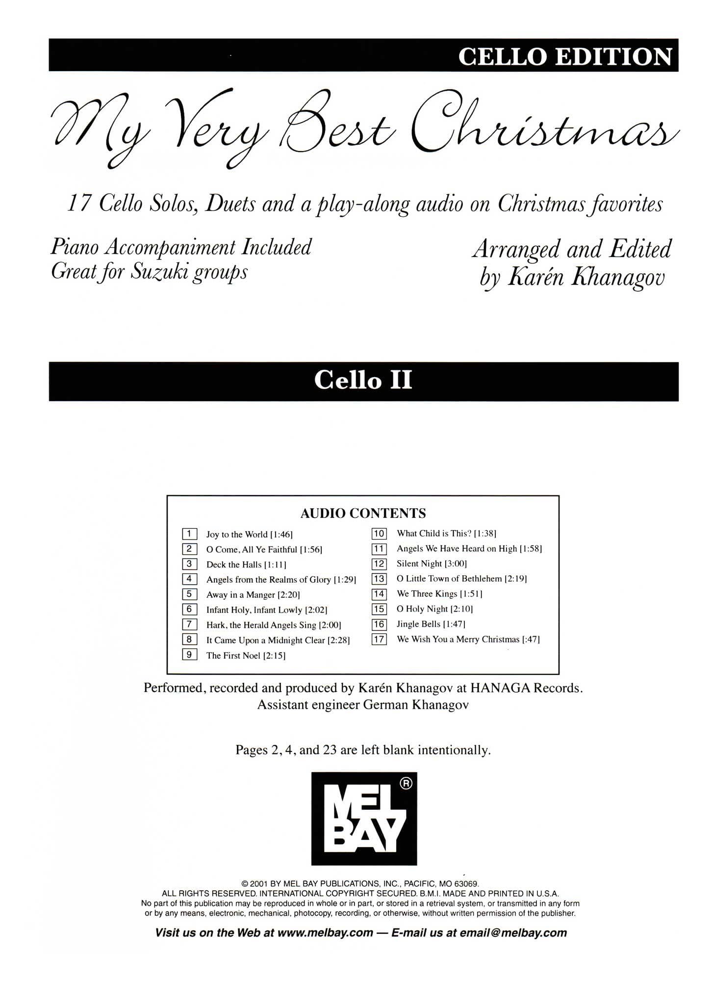 My Very Best Christmas - for One or Two Cellos and Piano - with Optional Online Audio - arranged by Karén Khanagov - Mel Bay Publications - Image 9