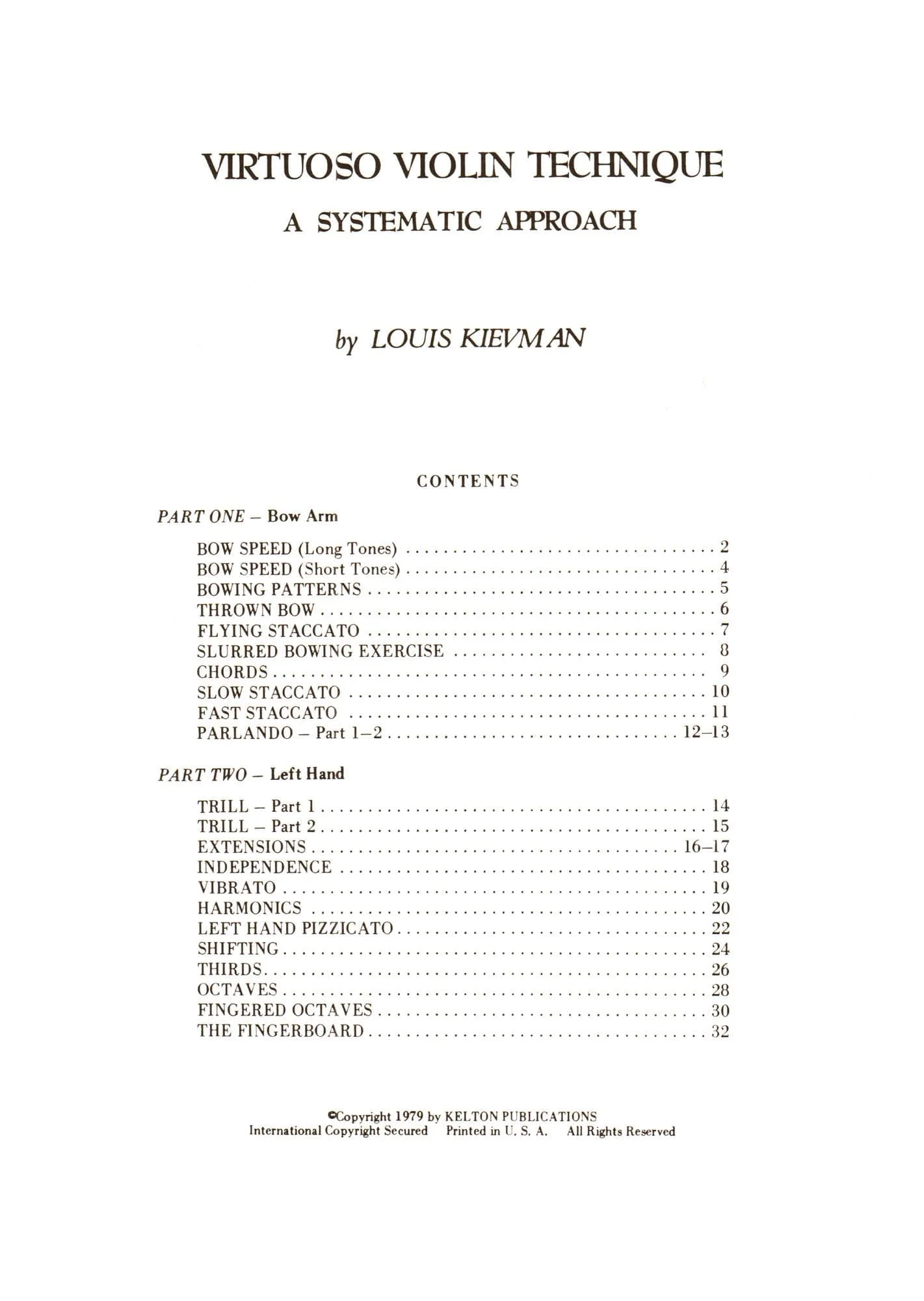 Virtuoso Violin Technique, A Systematic Approach - for Violin - by Louis Kievman - Kelton Publications - Image 3
