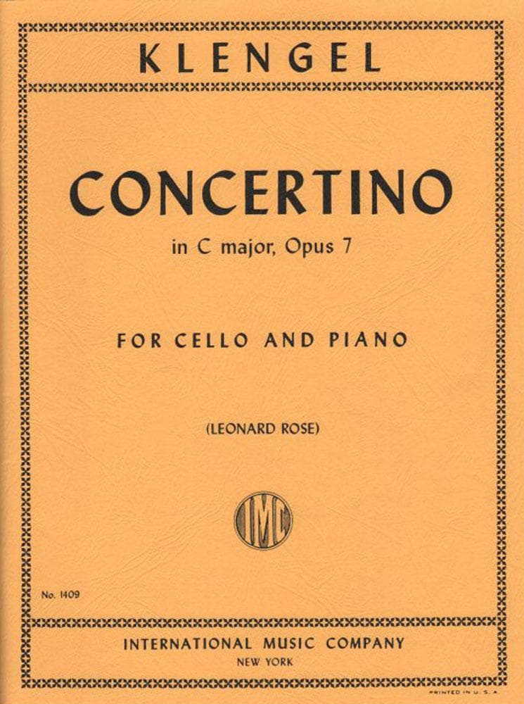 Klengel, Julius - Concertino No 1 in C Major, Op 7 - Cello and Piano - edited by Leonard Rose - International Music Co