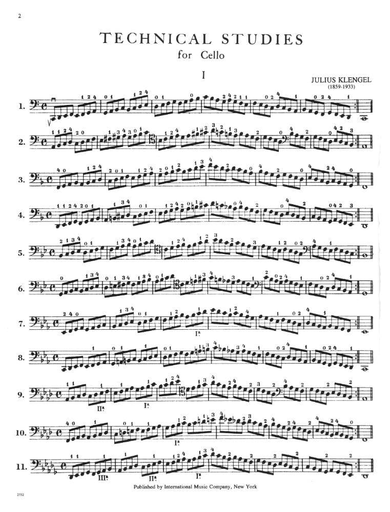 Klengel, Julius - Technical Studies, Volume 2 - Cello solo - edited by Leonard Rose - International Music Co - Image 2
