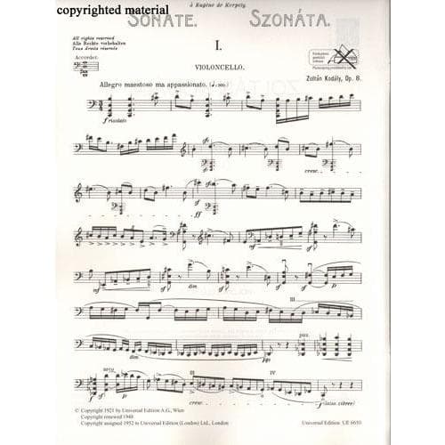 Kodály, Zoltán - Sonata, Op 8 - Cello solo - Universal Edition - Image 2