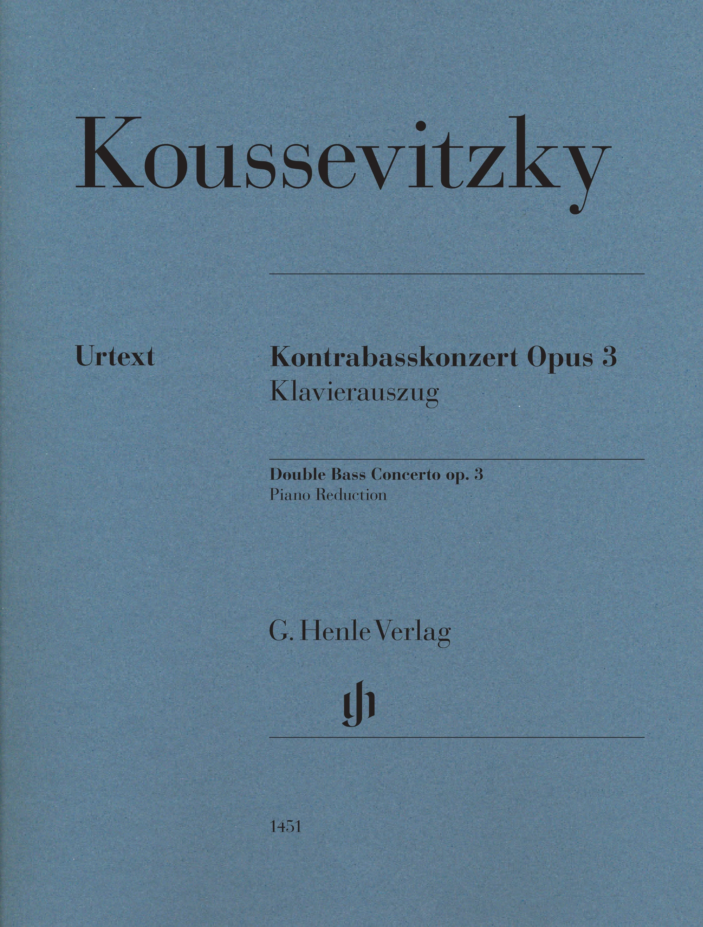 Koussevitzky, Serge - Double Bass Concerto, Op. 3 - Double Bass and Piano - edited by Tobias Glockler - G. Henle Verlag URTEXT