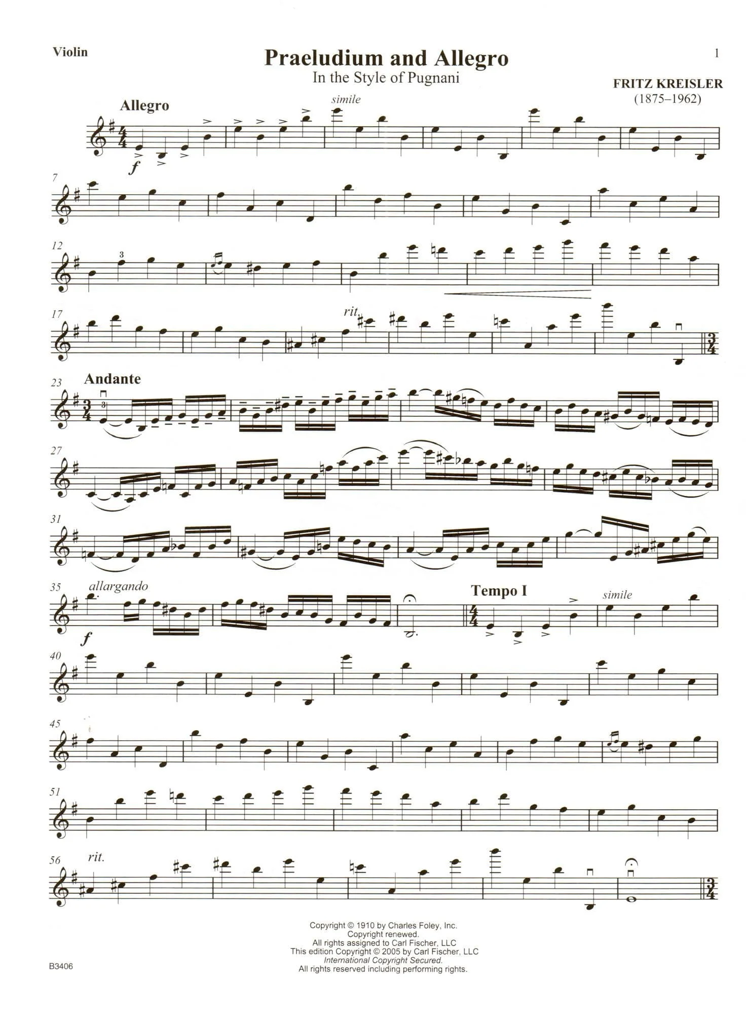 Kreisler, Fritz - Praeludium and Allegro - Violin and Piano - Book/Online Audio - Carl Fischer Edition - Image 3