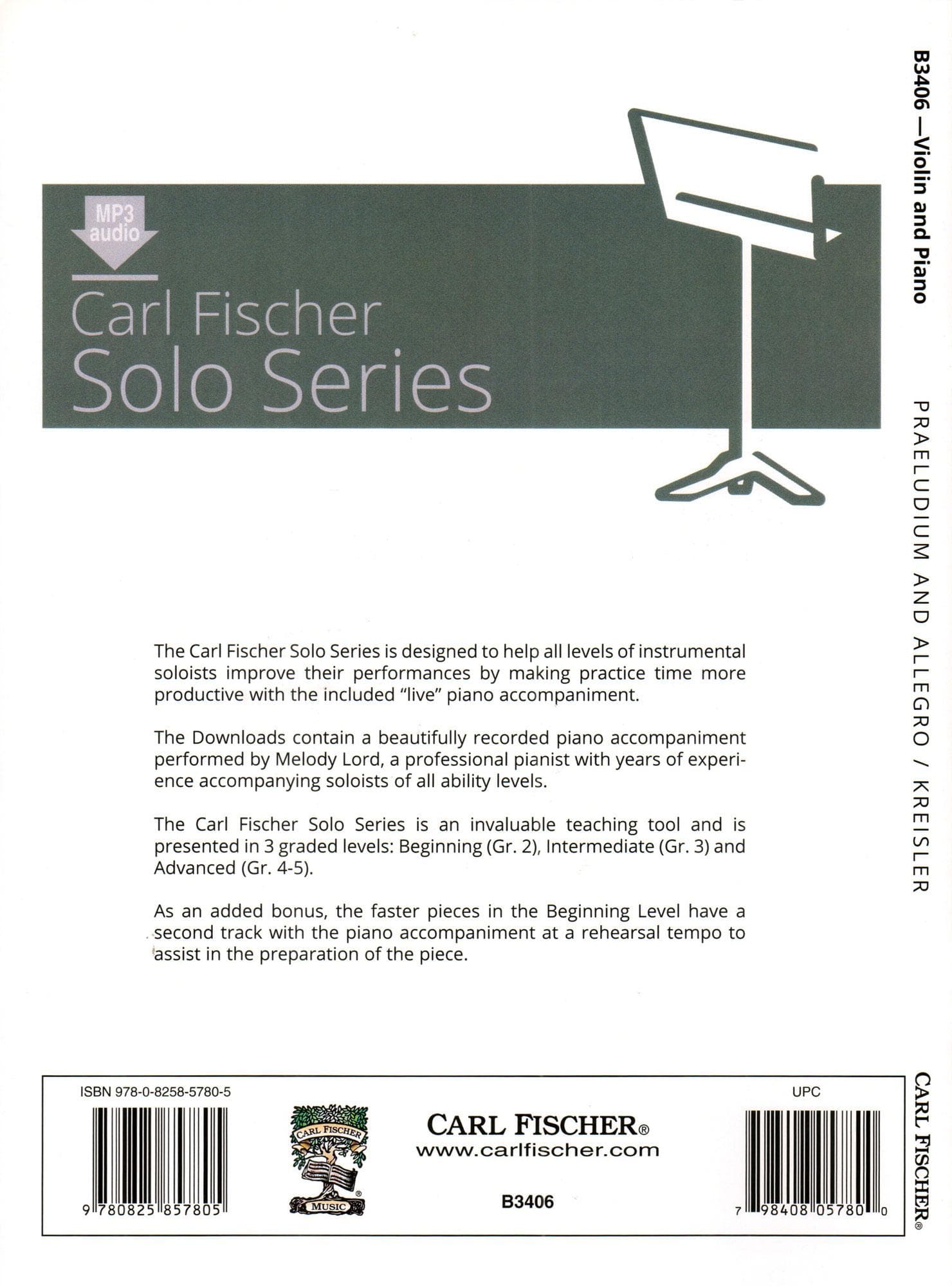 Kreisler, Fritz - Praeludium and Allegro - Violin and Piano - Book/Online Audio - Carl Fischer Edition - Image 4