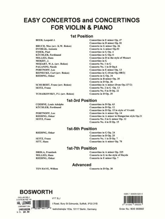 Kuchler, Ferdinand - Concertino in D Major for Violin and Piano, Op 15 - Bosworth - Image 3