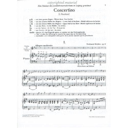 Kuchler, Ferdinand - Concertino in G Major, Op 11 - Viola and Piano - Bosworth Edition - Image 2