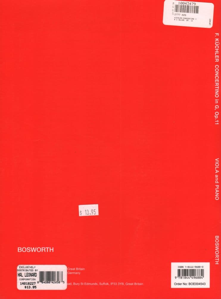 Kuchler, Ferdinand - Concertino in G Major, Op 11 - Viola and Piano - Bosworth Edition - Image 4