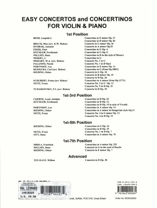 Kuchler, Ferdinand - Concertino in G Major for Violin and Piano, Op 11 - Bosworth - Image 3