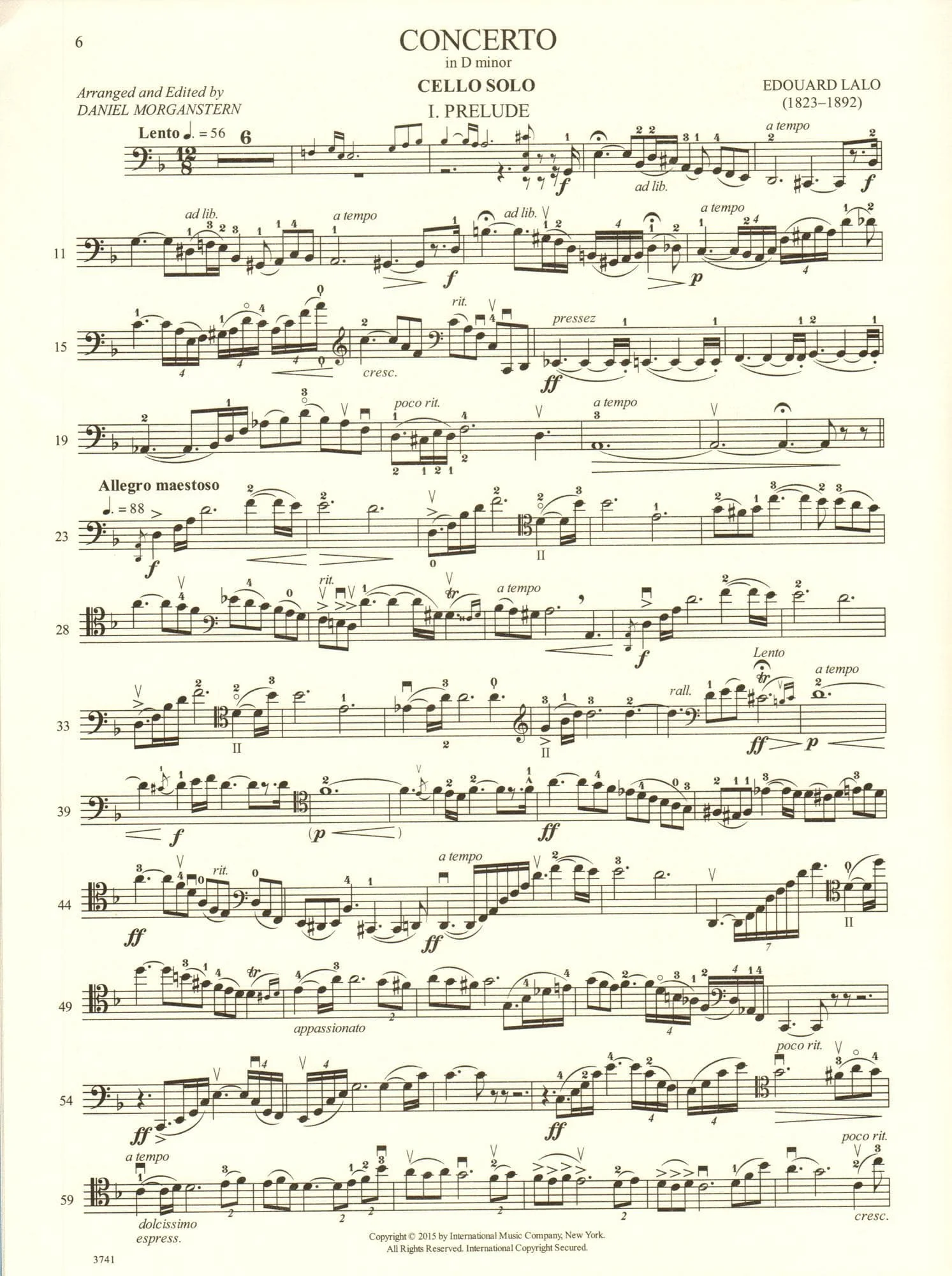 Lalo, Edouard - Concerto in D minor - for Cello - with Optional 2nd Cello, Commentary and Preparatory Exercises by Daniel Morganstern - International - Image 4