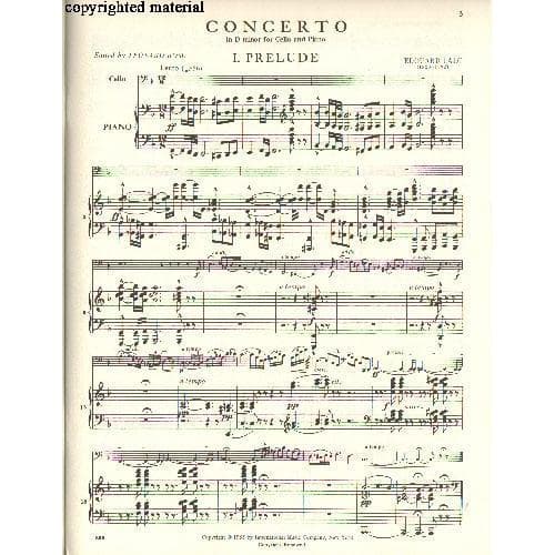 Lalo, Edouard - Concerto in d minor - Cello and Piano - edited by Leonard Rose - International Music Co - Image 2
