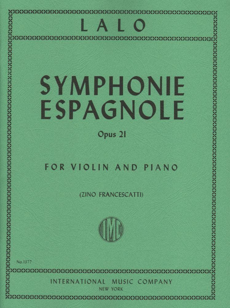 Lalo, Edouard - Symphonie Espagnole, Op 21 - Violin and Piano - edited by Zino Francescatti - International Music Co - Image 2
