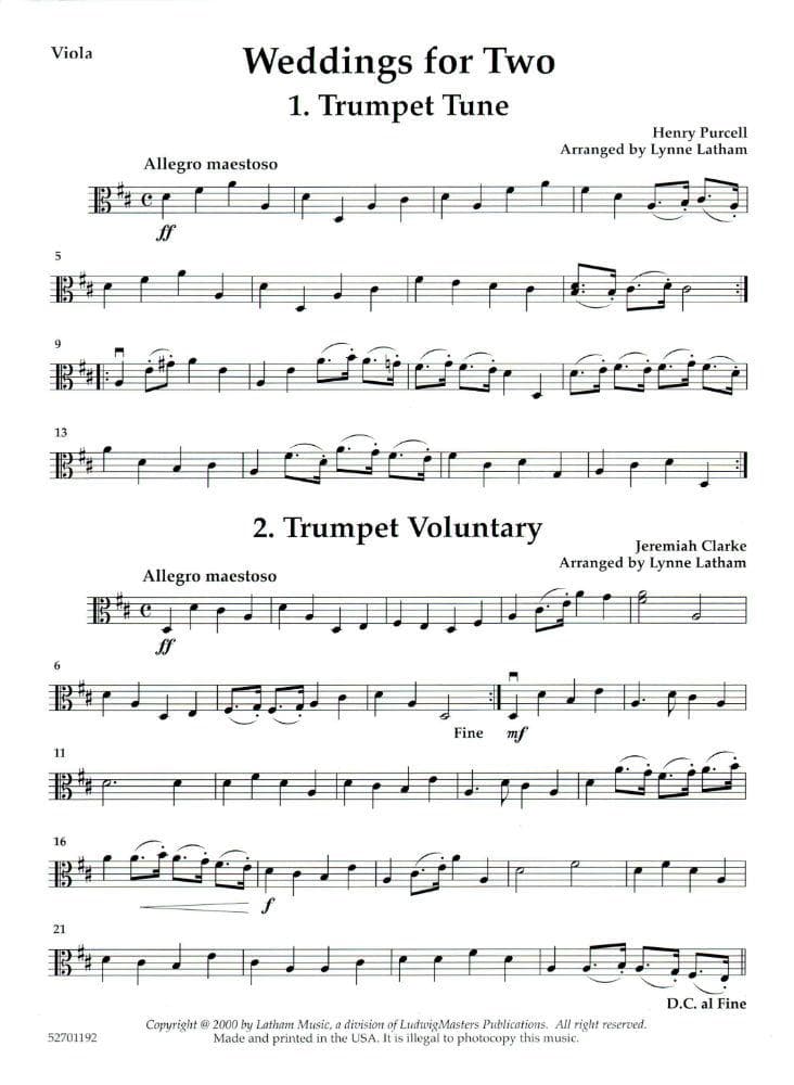 Weddings for Two - Viola part - arranged by Lynne Latham - Latham Music Enterprises - Image 2