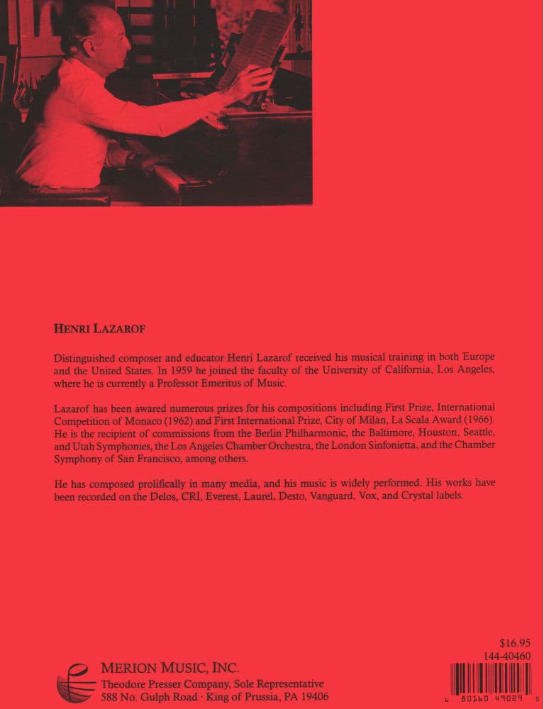 Lazarof, Henri - Tempi Concertati - Violin and Piano - Merion Music, Inc - Image 3