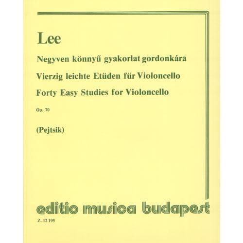 Lee, Sebastian - 40 Easy Studies for Violoncello, Op 70 - Cello solo - edited by Árpád Pejtsik - Editio Musica Budapest
