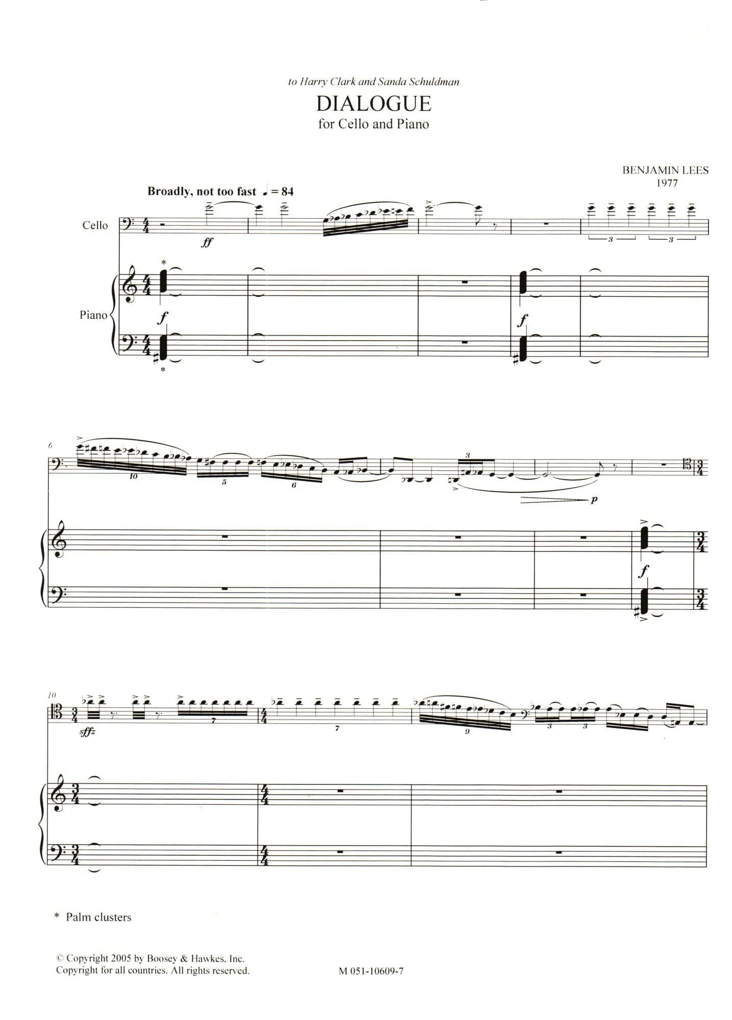 Lees, Benjamin - Dialogue for Cello and Piano - Boosey & Hawkes Edition - Image 2