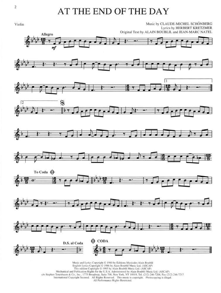 Boublil/Schönberg - Selections from "Les Misérables" - Violin - arranged by Cameron Mackintosh - Hal Leonard Edition - Image 3