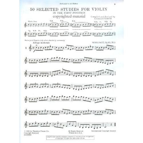 50 Selected Studies in the First Position - Violin solo - edited by Chas Levenson - Theodore Presser Co - Image 3