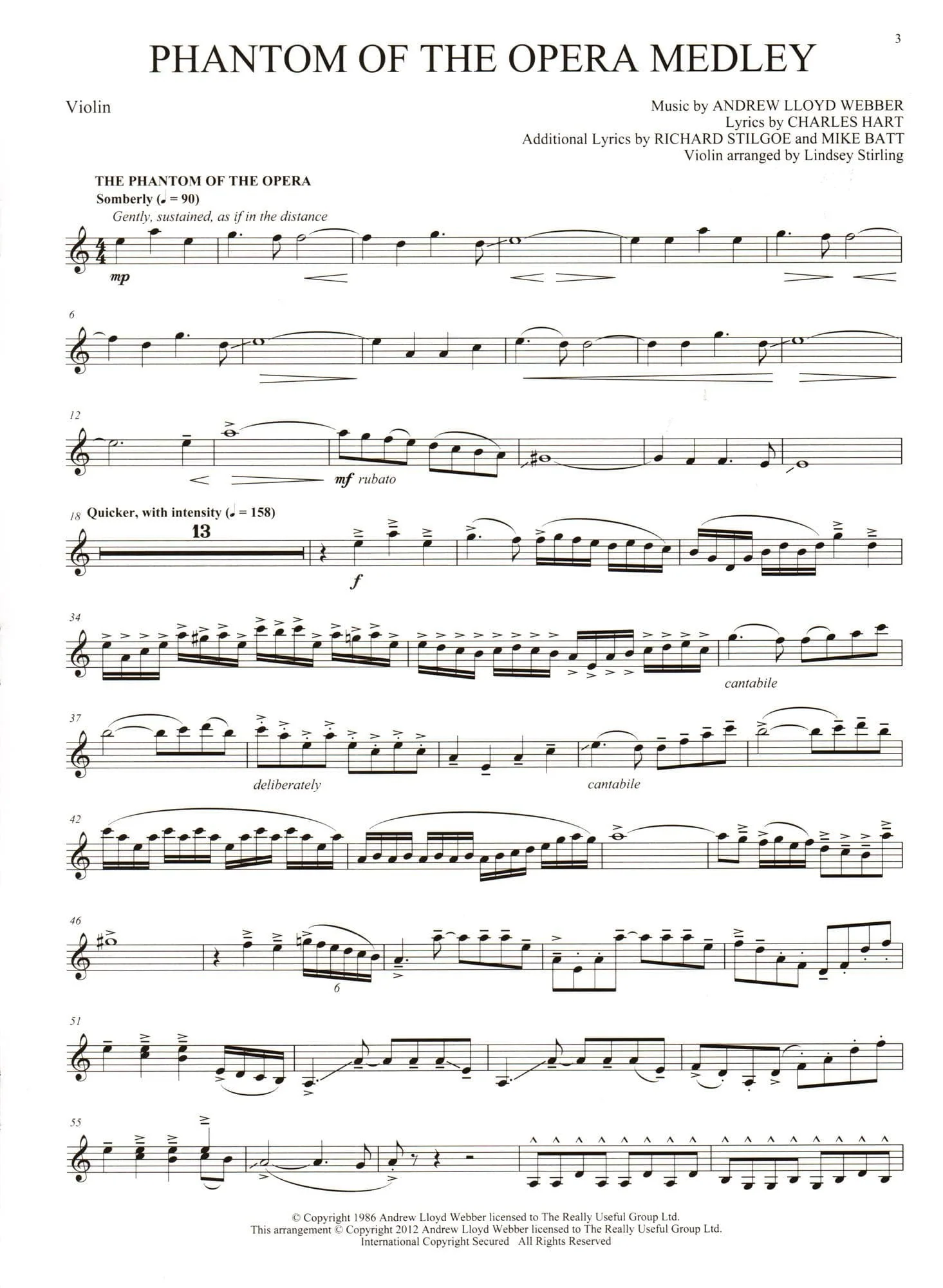 Phantom Of The Opera - Medley for Violin with Audio Accompaniment - arranged by Lindsey Stirling - Hal Leonard - Image 3
