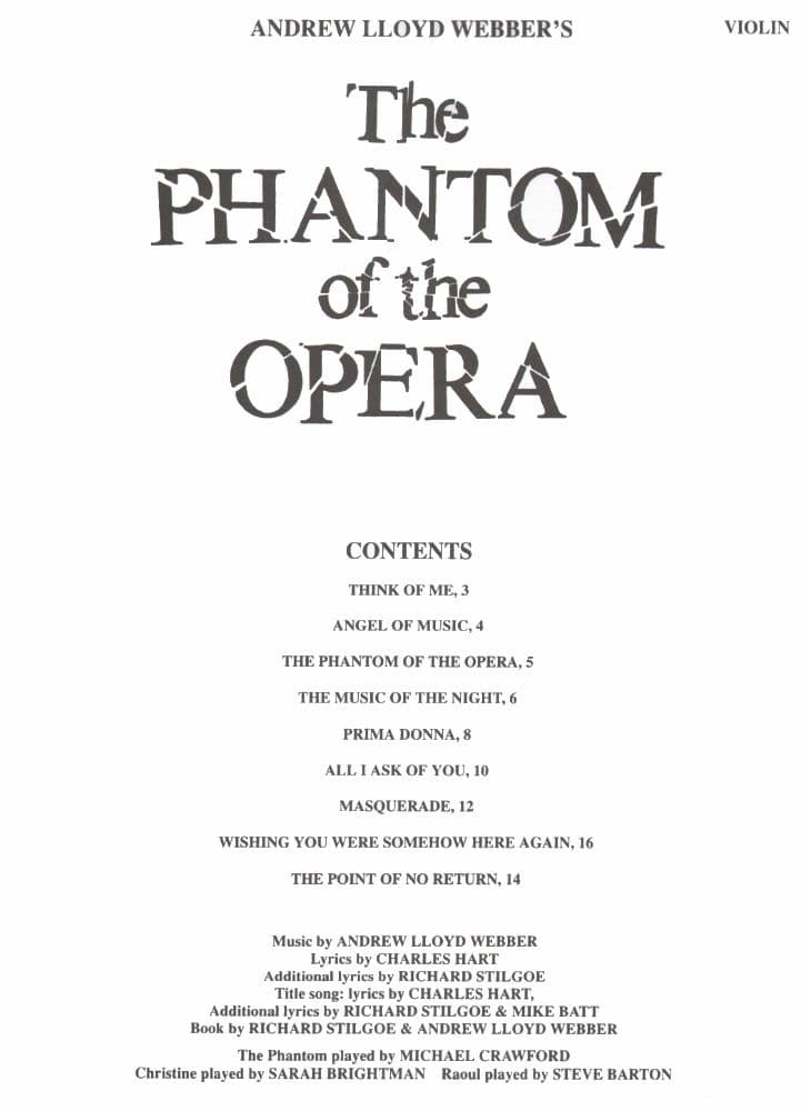 Lloyd Webber, Andrew - The Phantom of the Opera - Violin solo - Hal Leonard Edition - Image 2