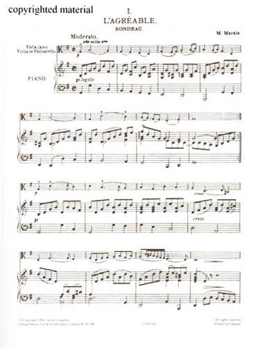 Marais, Marin - 5 Old French Dances - Viola or Violin or Cello and Piano - arranged by Aldis, Rowe, and Mukle - Chester Music - Image 2
