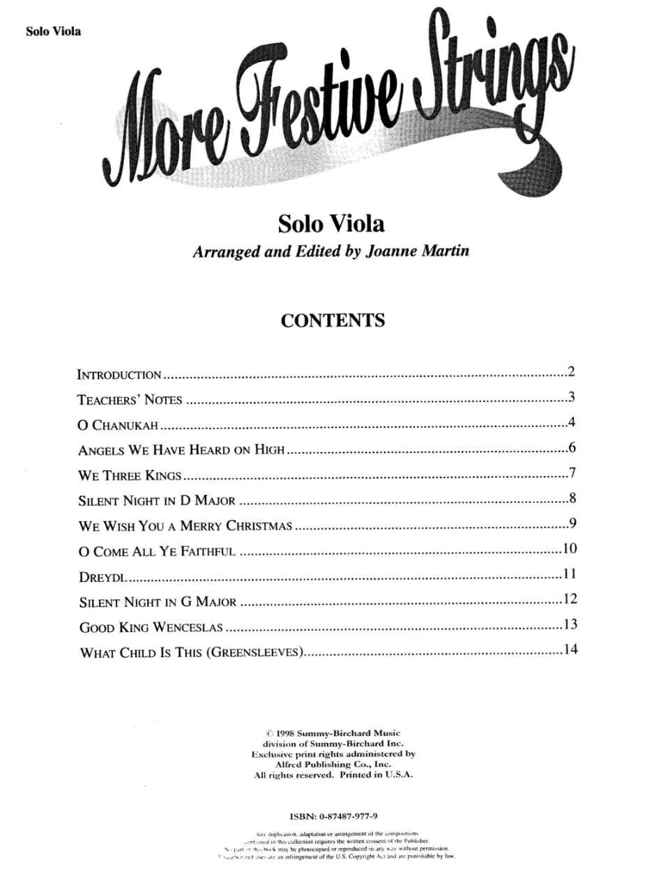 Martin, Joanne - More Festive Strings for Solo Viola - Alfred Music Publishing - Image 2