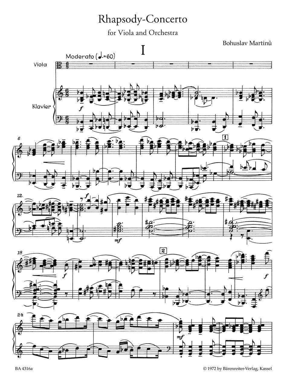 Martinů, Bohuslav - Rhapsody Concerto for Viola, Op 337 (1952) - Viola and Piano - Bärenreiter Verlag - Image 2
