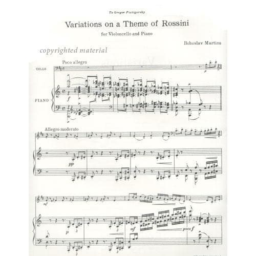 Martinů, Bohuslav - Variations on a Theme of Rossini, Op 290 - Cello and Piano - Boosey & Hawkes Edition - Image 2