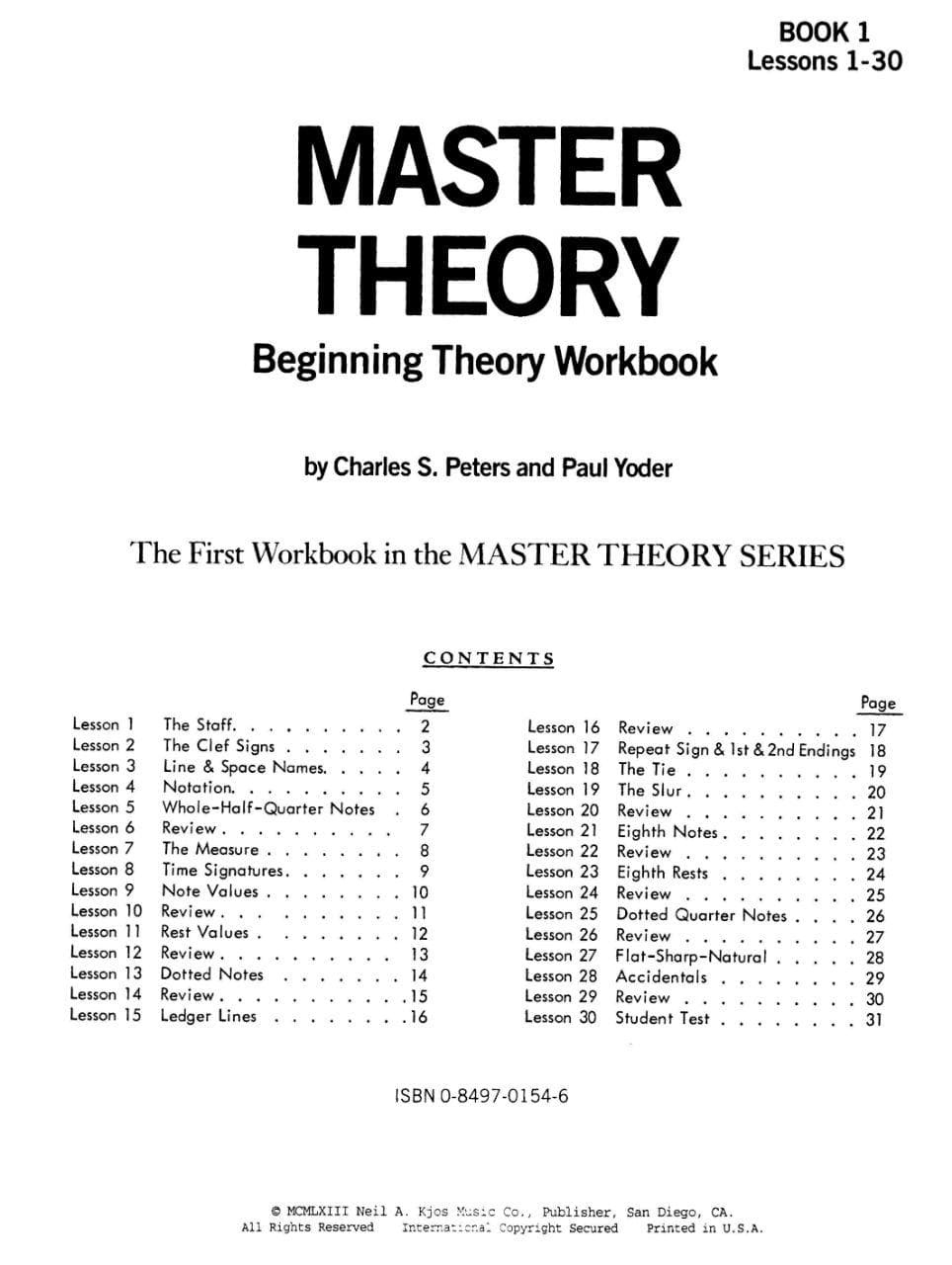 Master Theory Book 1: Beginning Theory By Charles Peters and Paul Yoder Published by Neil A Kjos Music Company - Image 2