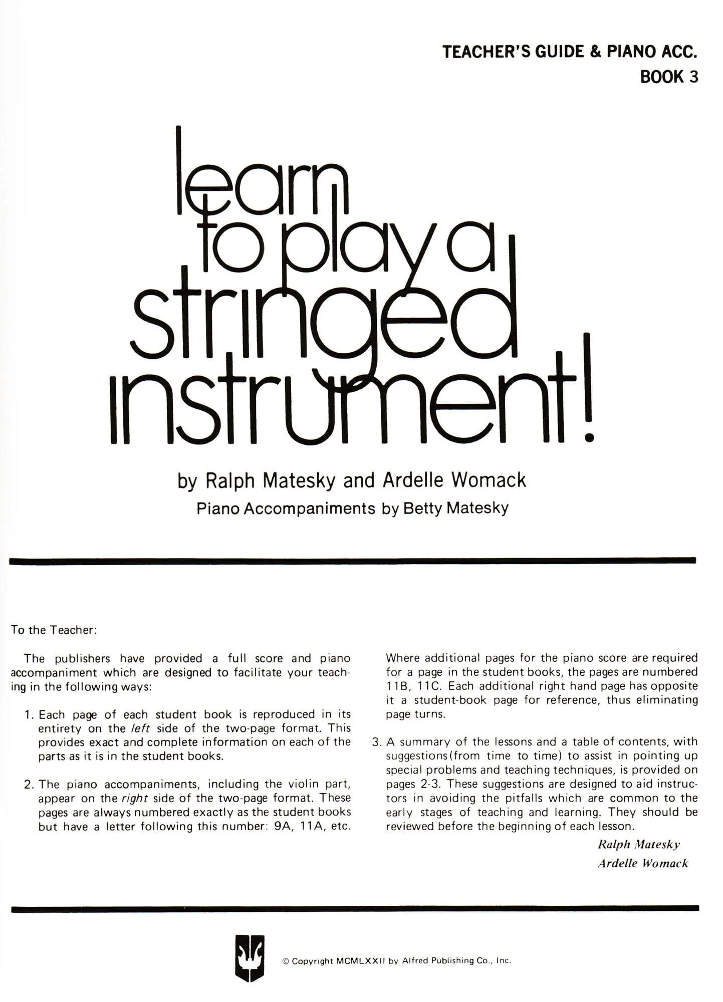 Matesky/Womack - Learn to Play A Stringed Instrument! Book 3 - Teacher's Guide/Piano Accompaniment - Alfred Music Publishing - Image 2