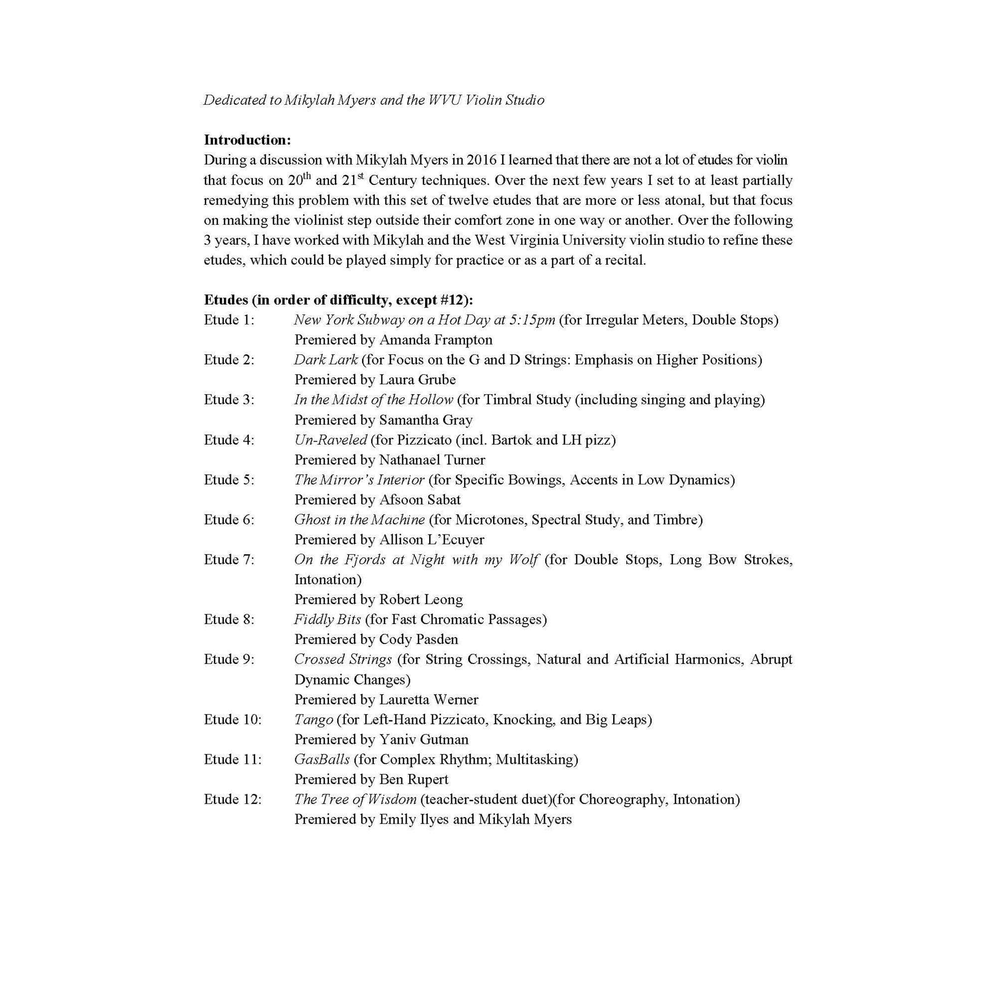 Matthew Heap - Twelve Violin Etudes - DIGITAL DOWNLOAD - Image 2