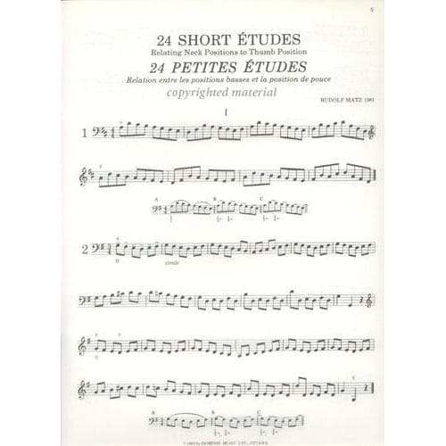 Matz, Rudolf - 24 Short Etudes: Relating Neck Positions to Thumb Position - Cello solo - Dominis Music Edition - Image 2