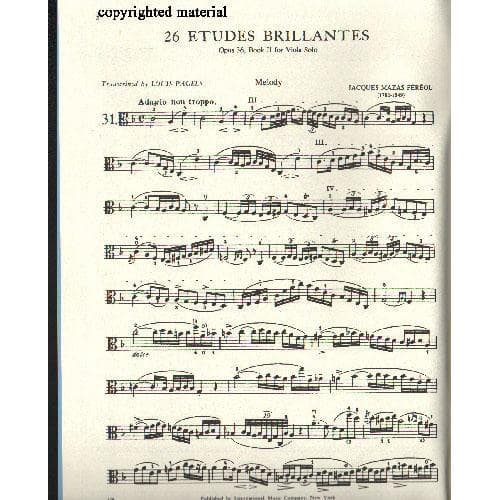 Mazas, Jacques Féréol - Etudes Brillantes, Op 36, Book 2 - Viola solo - edited by Louis Pagels - International Music Co - Image 2
