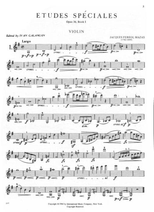 Mazas, JF - Etudes Speciales, Op 36 Book 1 - Violin - edited by Galamian - International Music Company - Image 2