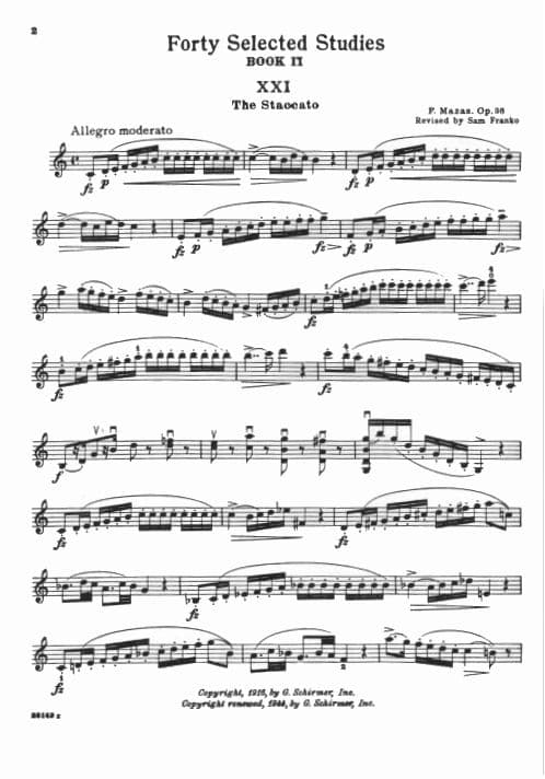Mazas, JF - 40 Selected Studies, Op 36 Book 2 - Violin - edited by Franko - Schirmer - Image 2