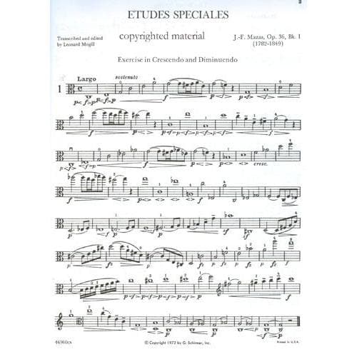 Mazas, Jacques Féréol - Etudes Spéciales, Op 36, Book 1 - Viola solo - edited by Leonard Mogill - G Schirmer Edition - Image 2