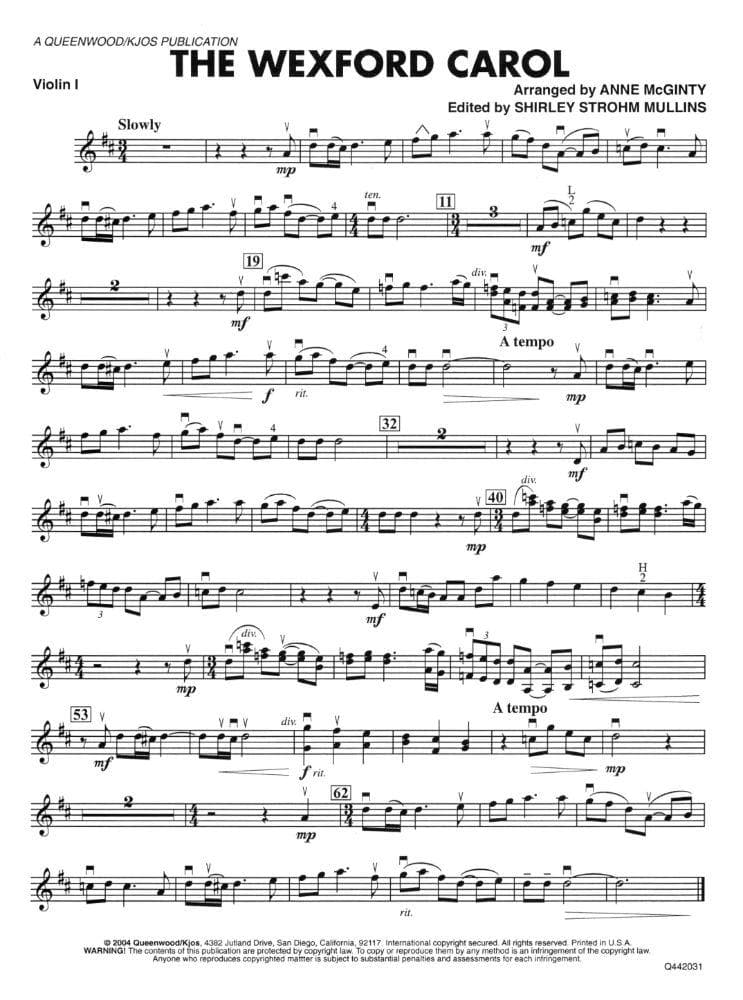 McGinty, Anne - The Wexford Carol - String Orchestra - Score and Parts - Queenwood Music (Kjos) - Image 2